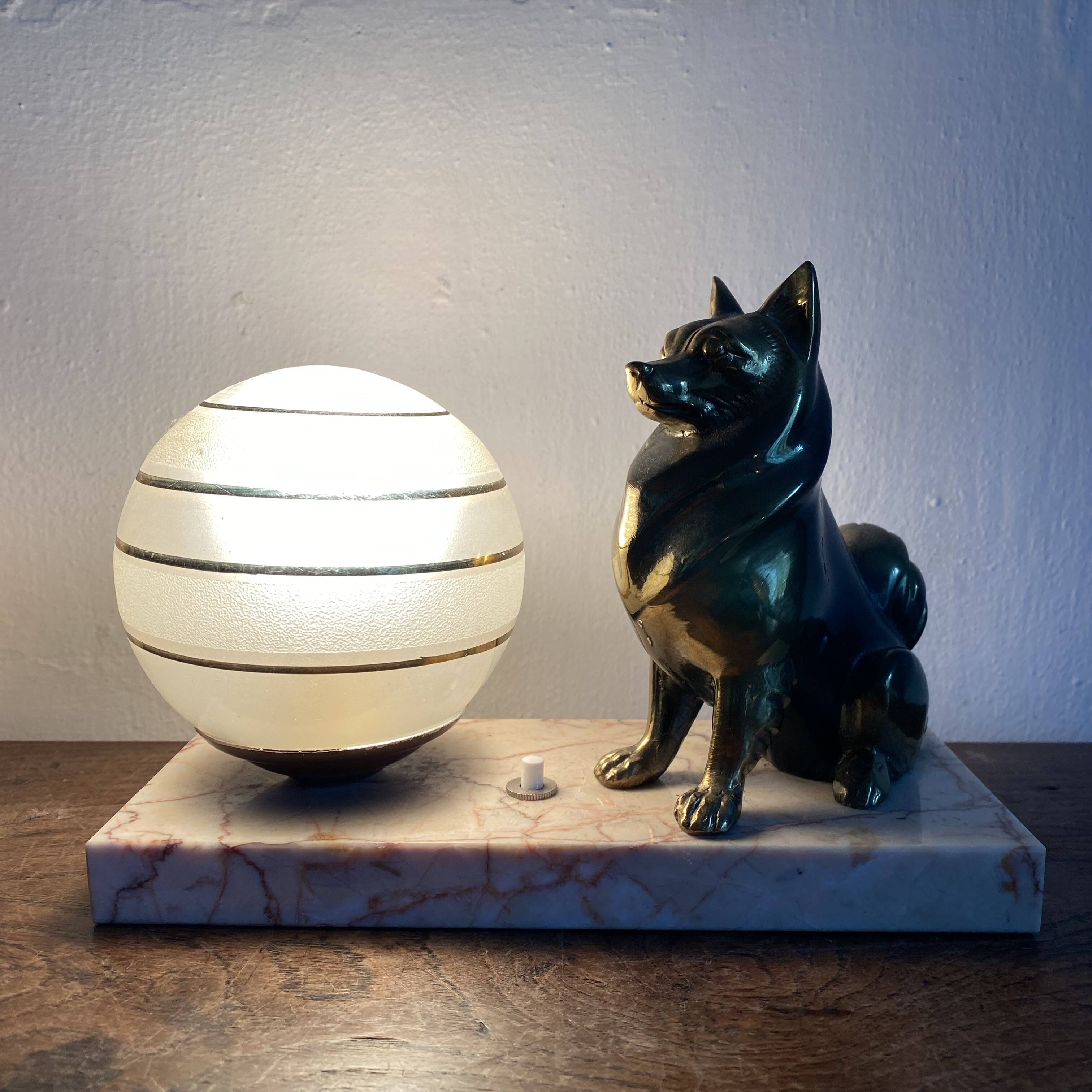 Art Deco Spitz Dog Night Light Lamp