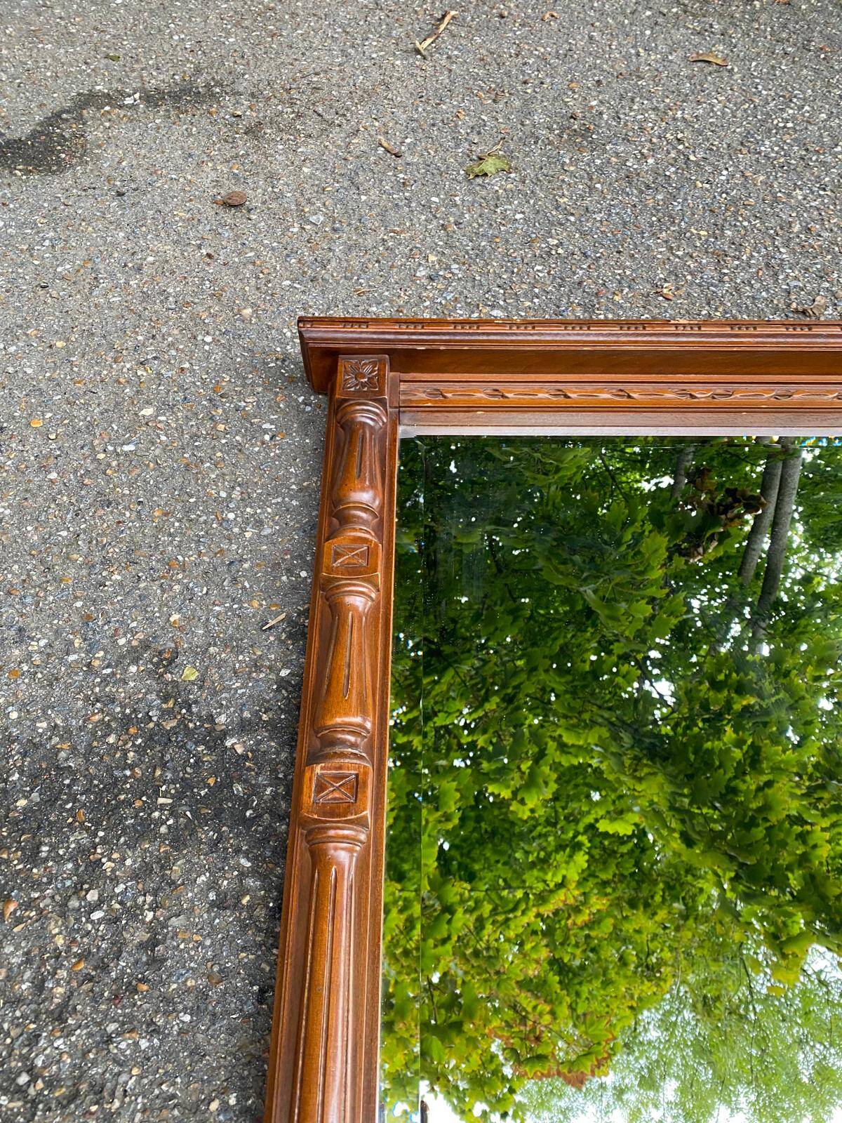 Henri II mirror in solid oak 67x97cm from the 19th century