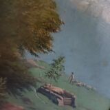 Oil on panel, signed Lataste, 19th century. Mountain