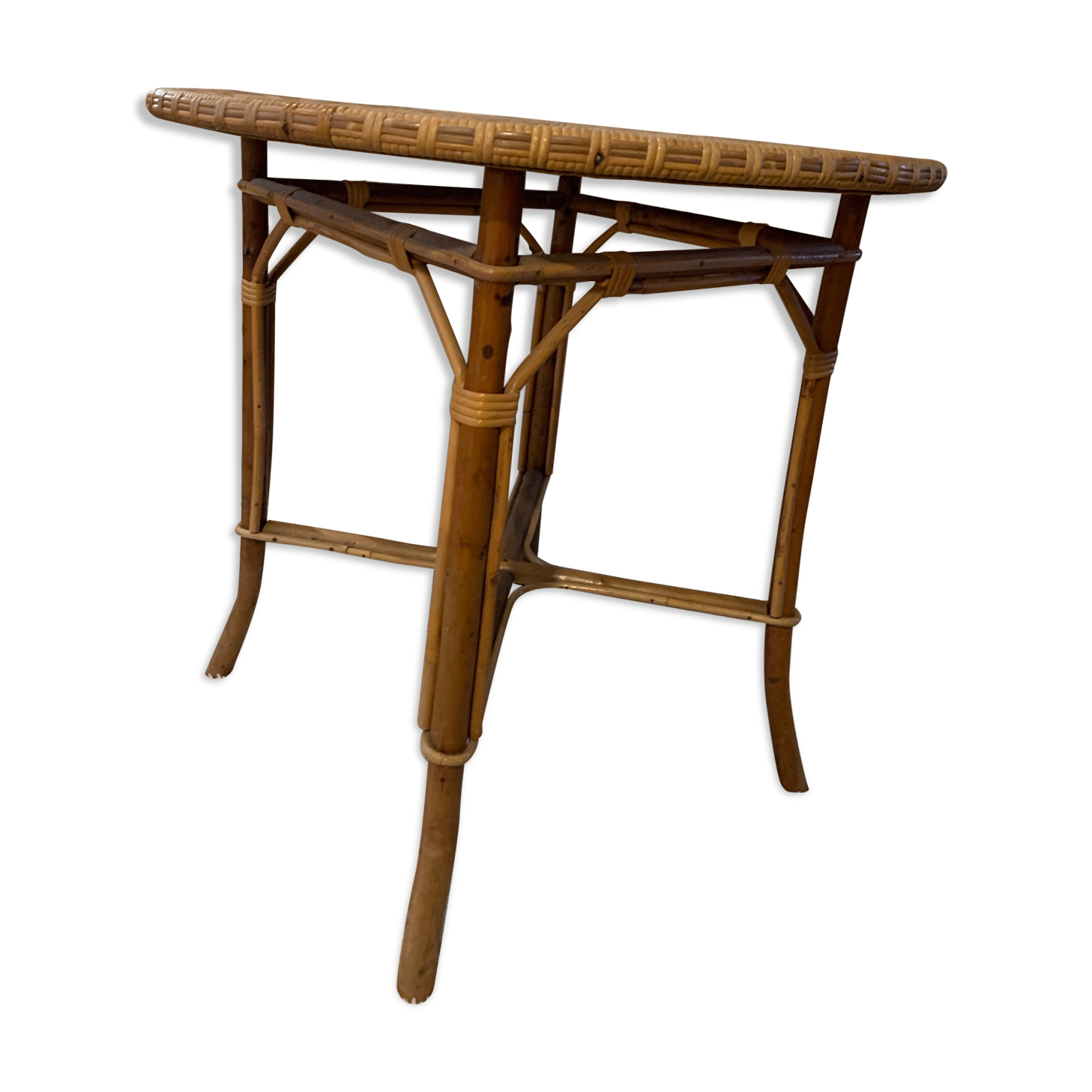 Rattan table for 4 people 70s