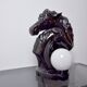 Black ceramic regency "Chevaux" lamp, France, 1980