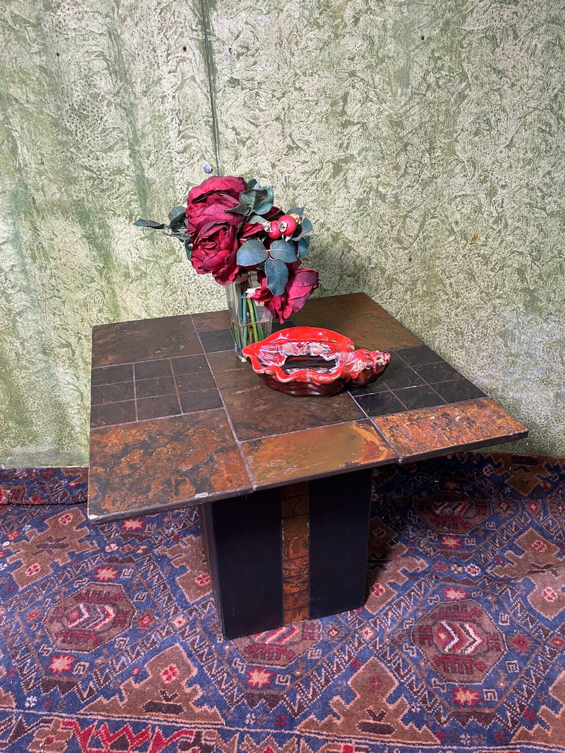 Brutalist retro vintage stone coffee table