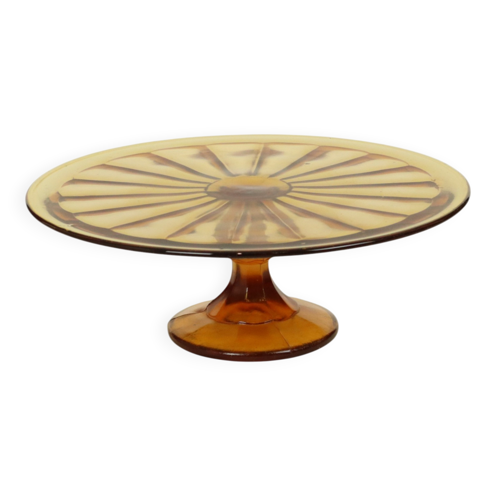 Amber Art Deco Cake Platter / Pastry Dish – Depression Glass