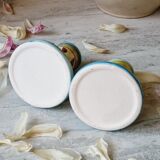 2 hand painted candle holders
