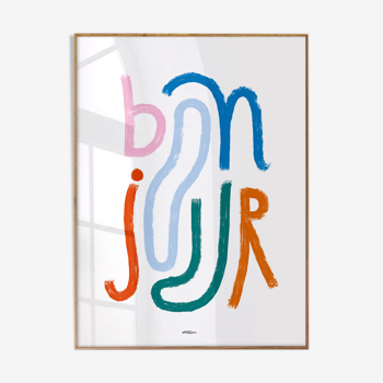 Wall poster with the word Bonjour 30cmx40cm