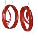 Pair of vintage round red plastic mirrors