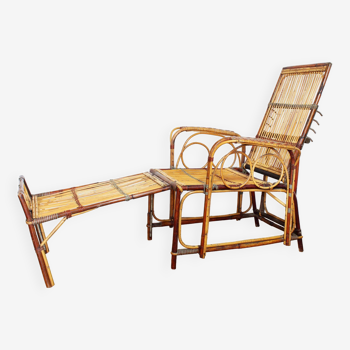 Bauhaus armchair in rattan and bamboo 1930