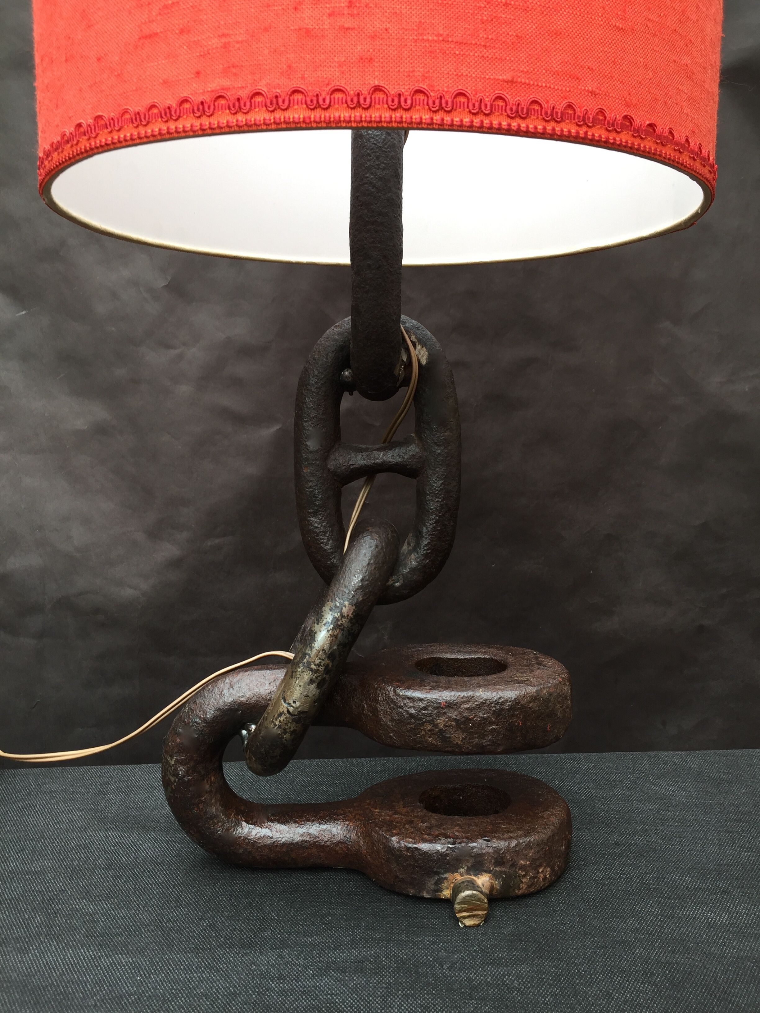 Vintage 1960s navy liner chain lamp red light