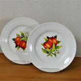Huit assiettes à dessert anciennes aux motifs multi-fruits