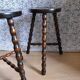 Pair of vintage turned wood tripod stools