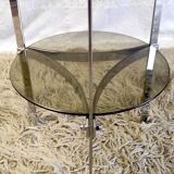 Side table metal chrome and smoked glass, 70s-80s