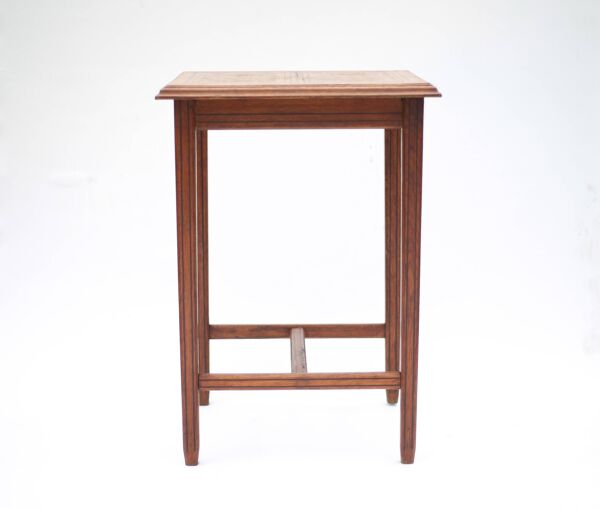 Table en bois avec marqueterie, plateau parquet ancien