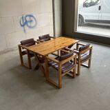 4 chaises et table X-leg Ate van Apeldoorn, années 1970