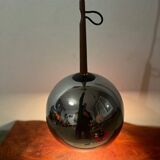 70s metal globe pendant light with Rispal teak support