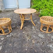Vintage rattan garden furniture from the 1970s.