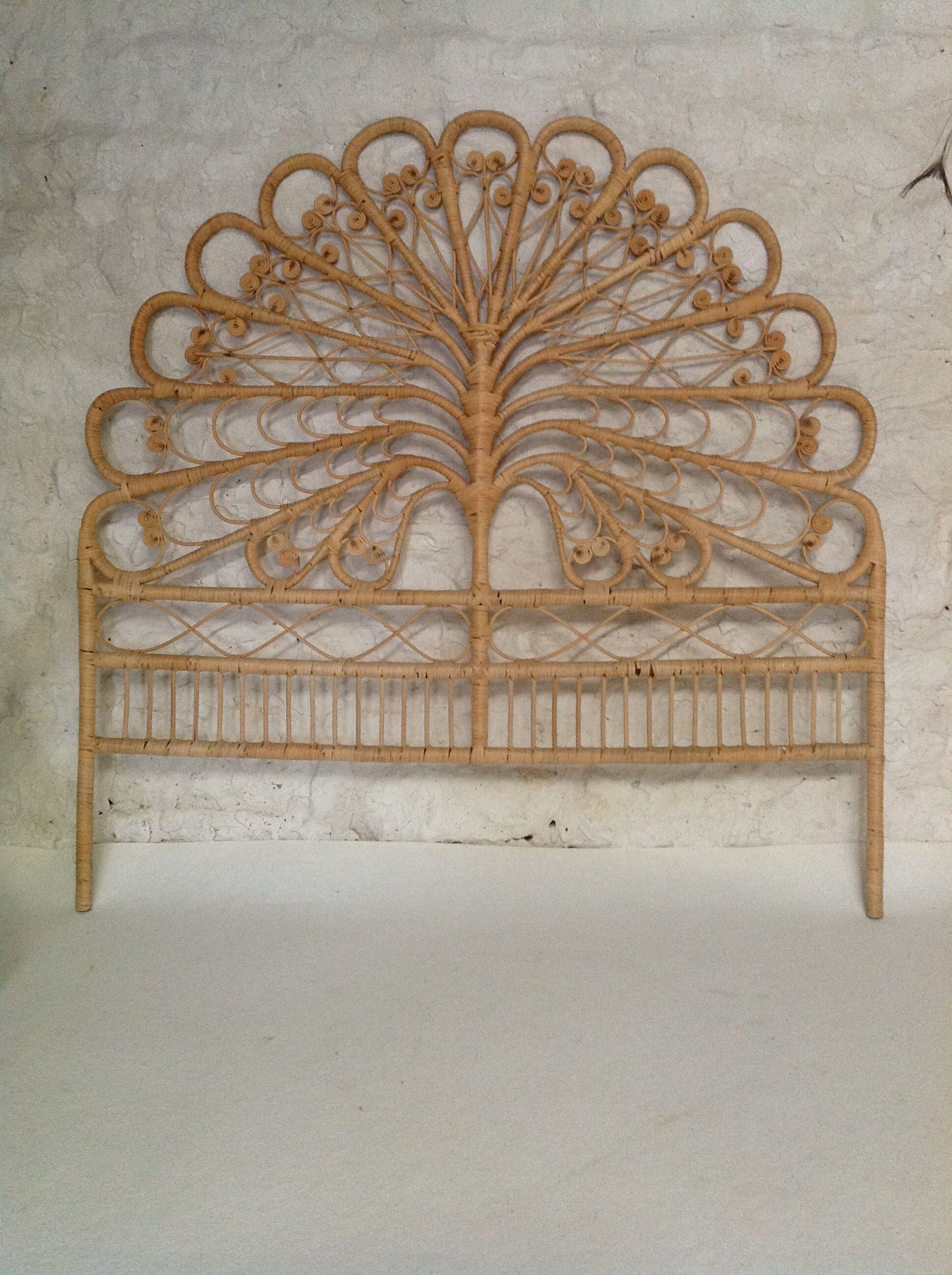 Peacock rattan bed head