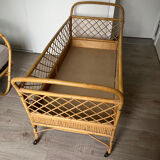 Vintage rattan bed for baby child