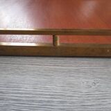 Grand plateau de service ancien en bois et laiton