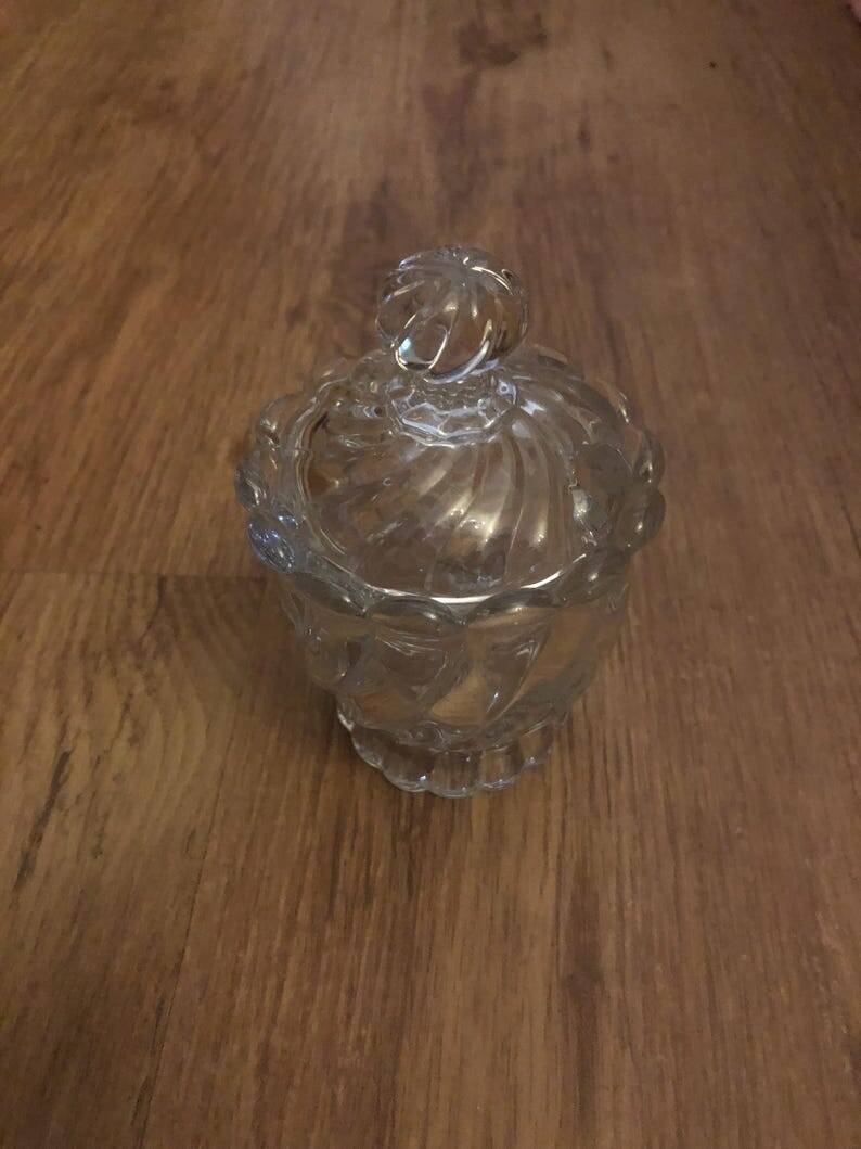 1980s Baccarat Crystal Jam Jar/Mustard Jar/Honey Jar With Lid, Model Bamboo