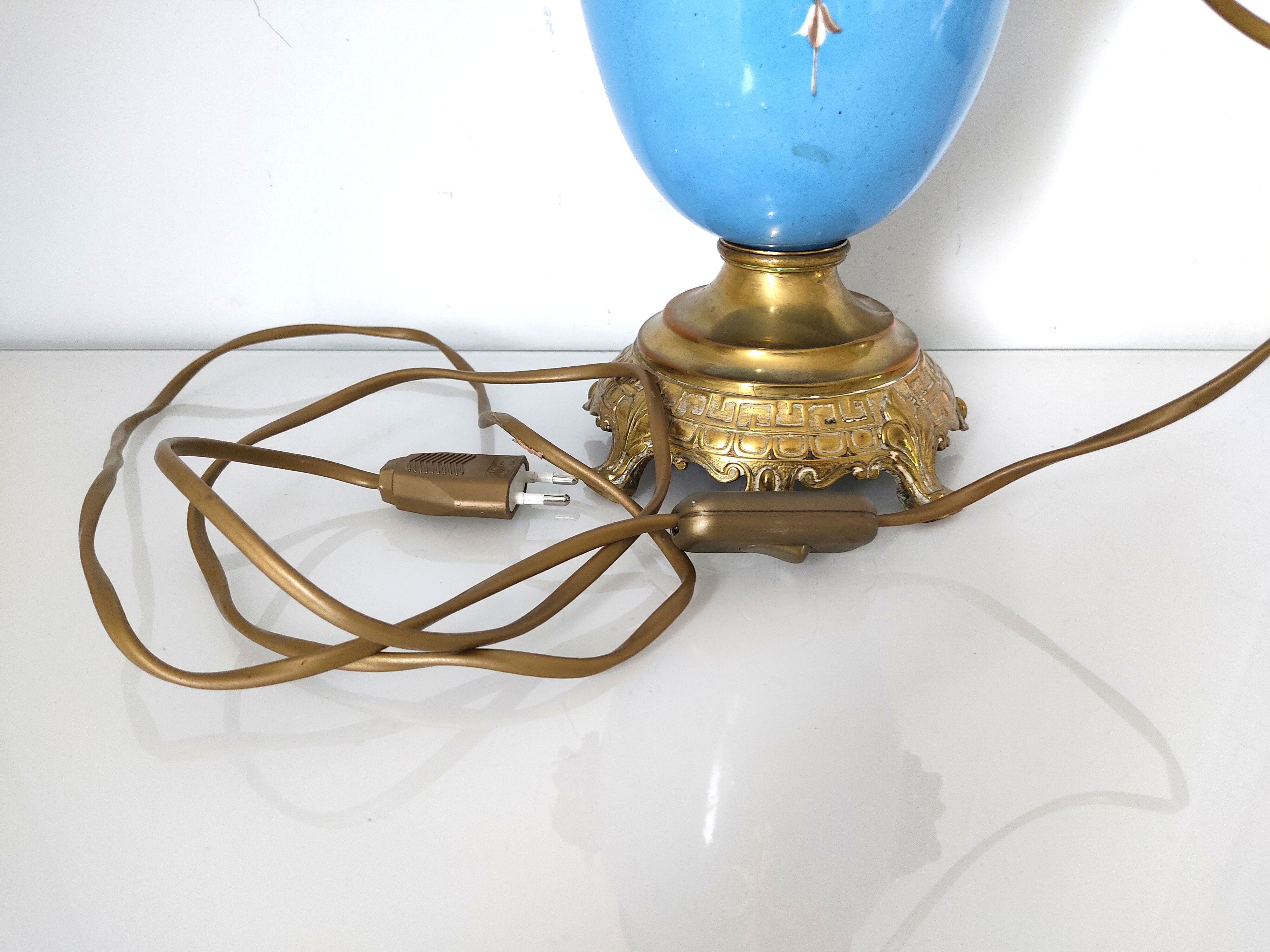Lamp foot blue vase heads of fauna