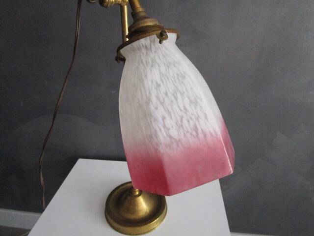 Antique brass and glass paste tulip lamp