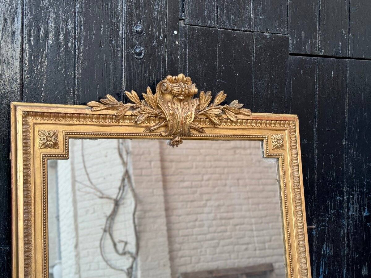 Louis XVI Style Mirror In Stuccoed And Gilded Wood Circa 1880