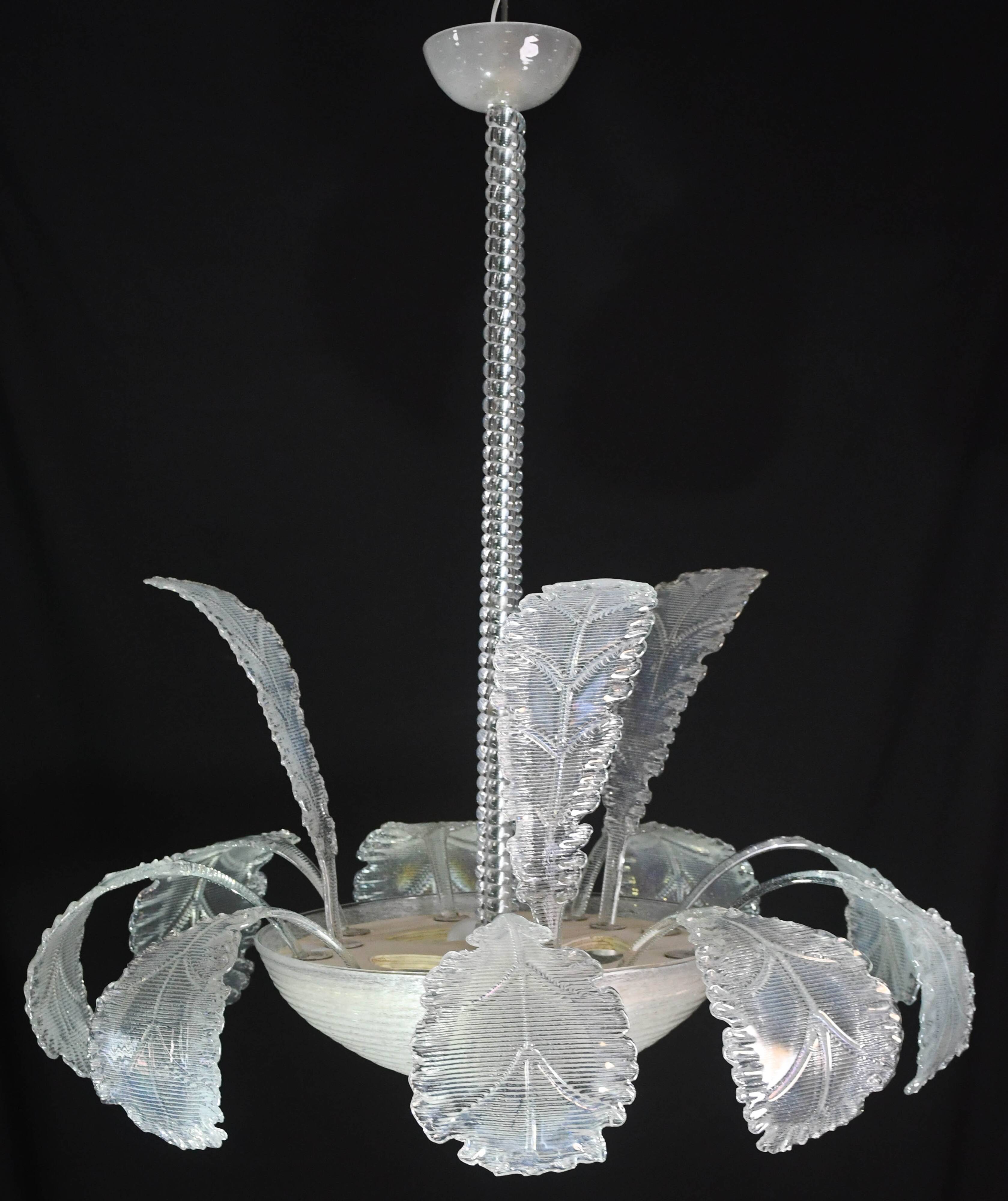 Luxury Barovier & Toso chandelier, Murano Pulegoso glass, 1950s