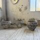 Trio of stone and cement planters, early 1900s