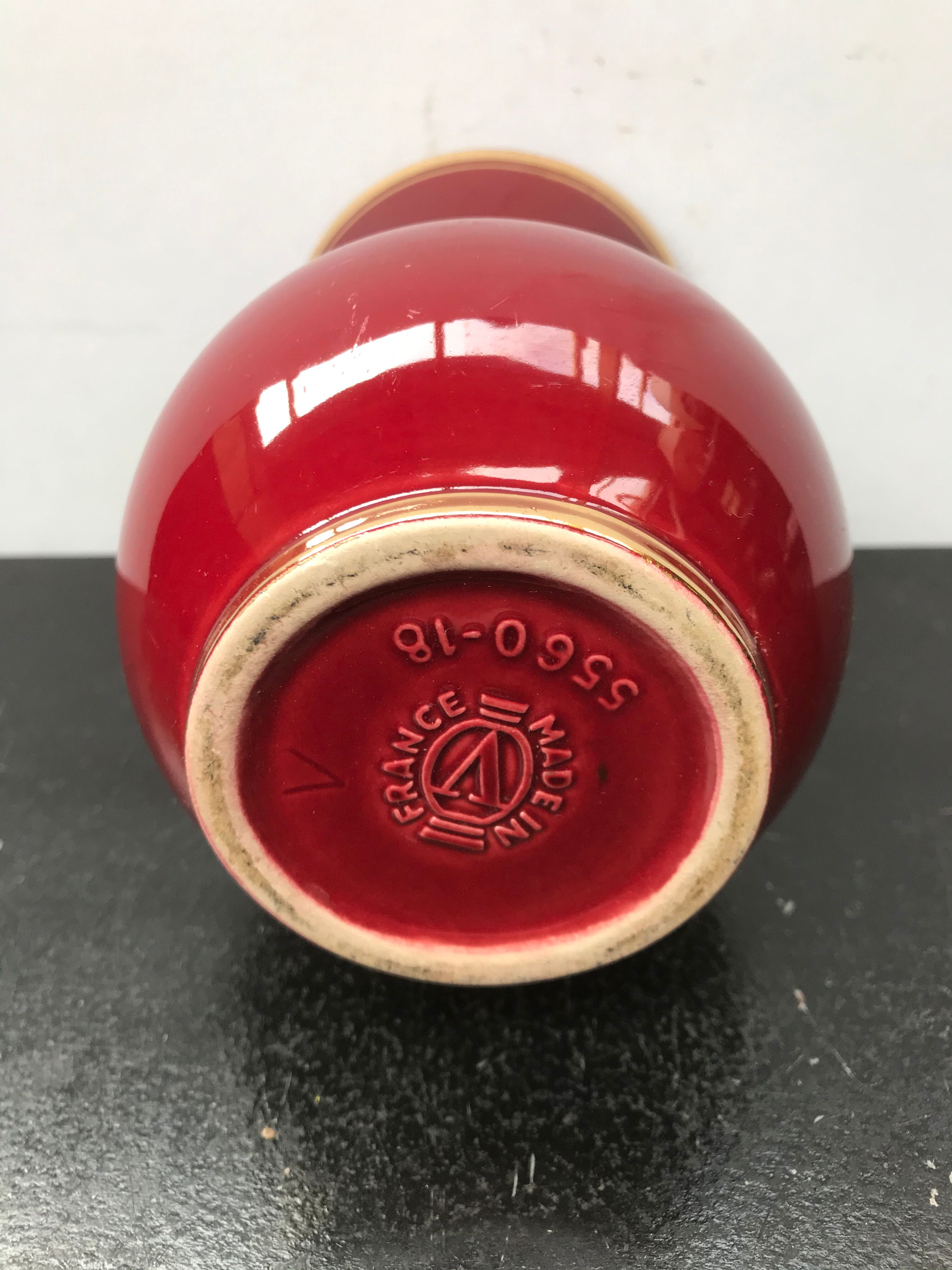 Old red & gold ceramic verceram vase