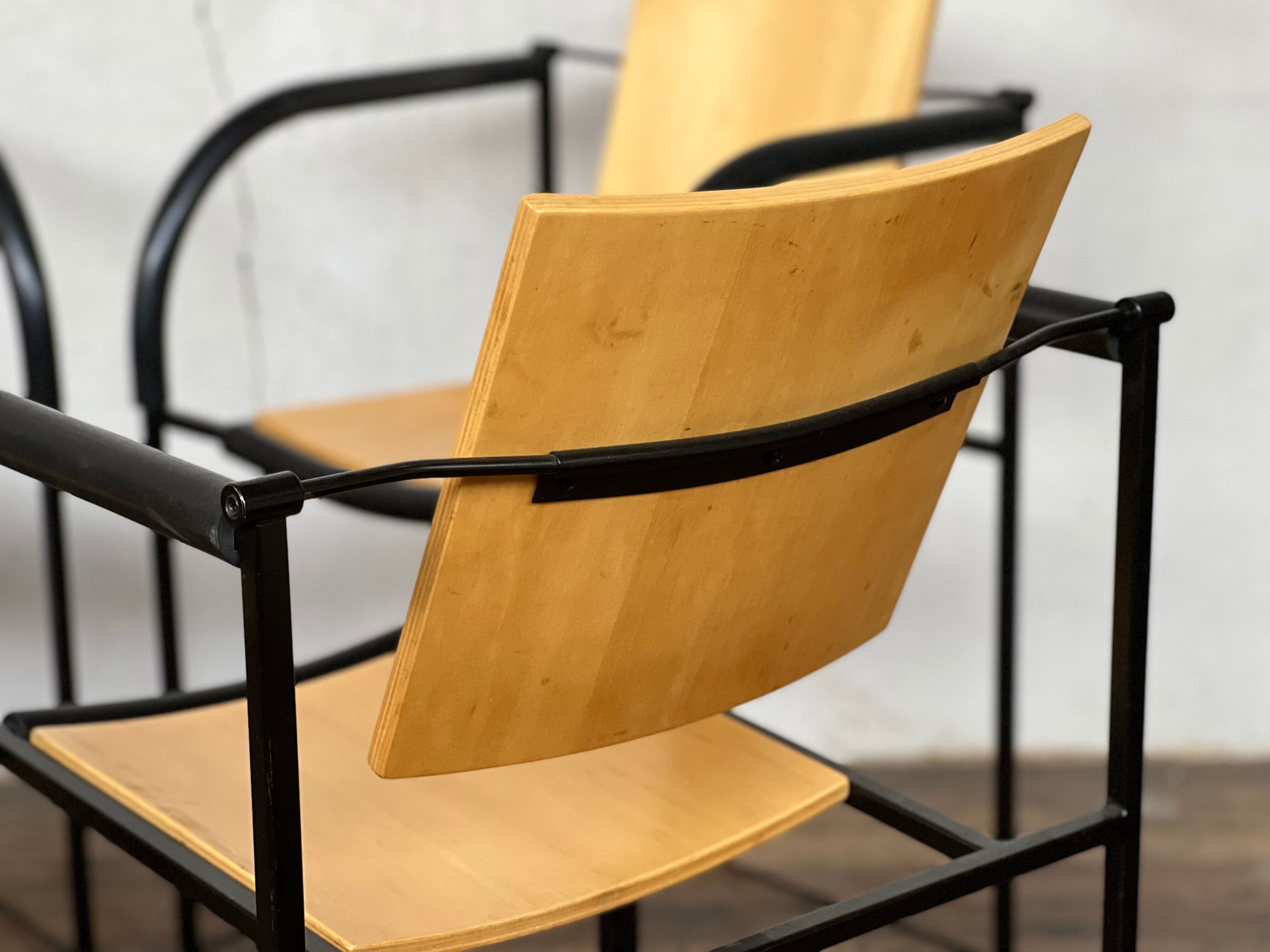 Series of 4 chairs minimalist 1980 design italy