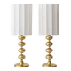 Pair of Swedish Mid-Century Brass Bobbin Table Lamps by Aneta, circa 1960