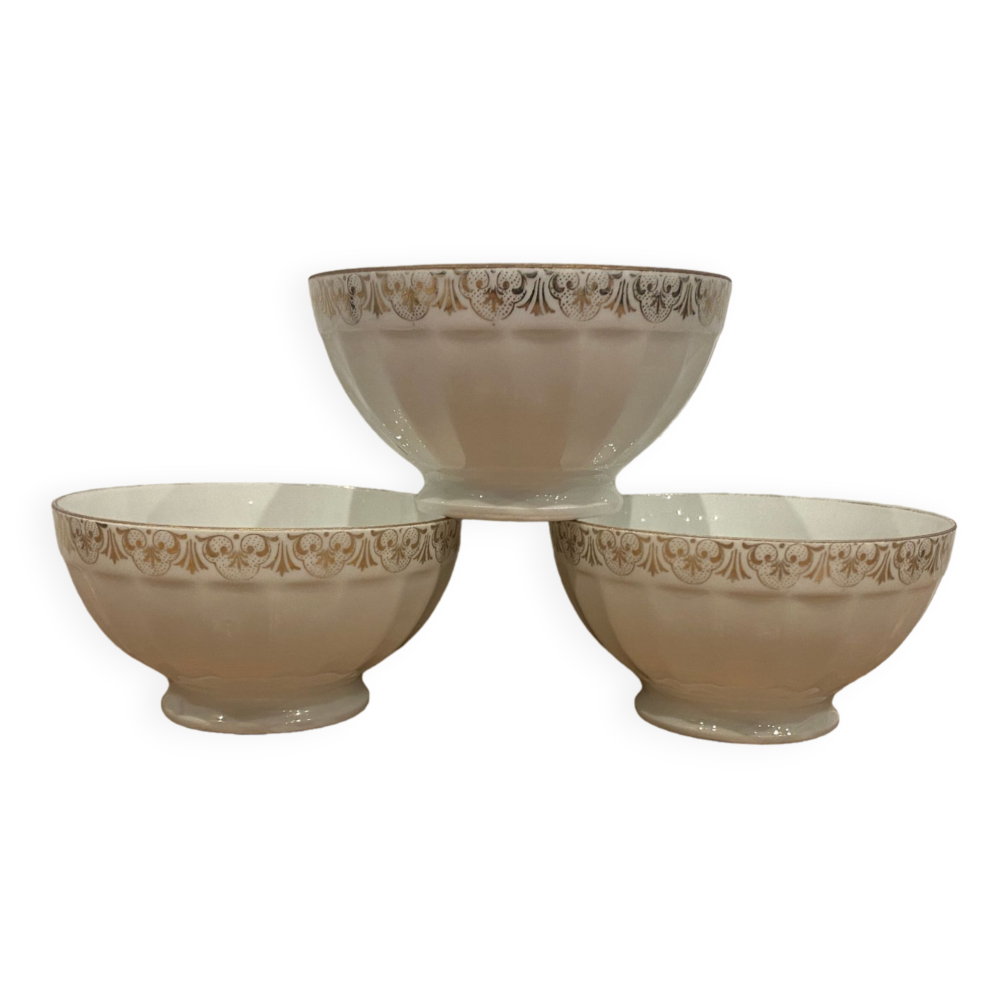 3 small faceted bowls