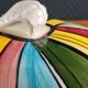 Vintage Ceramic Bonbonnière with Colourful Stripes - Jewellery Box