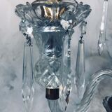 Pair of Sèvres candelabra in crystal and brass of the 20th century France 1950