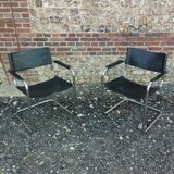 Beautiful pair of vintage chairs in the Marcel Breuer style.