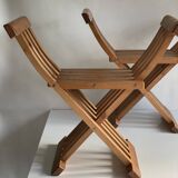 Pair of Teak Curule Armchairs