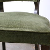 Dark wood and green velvet bridge chair