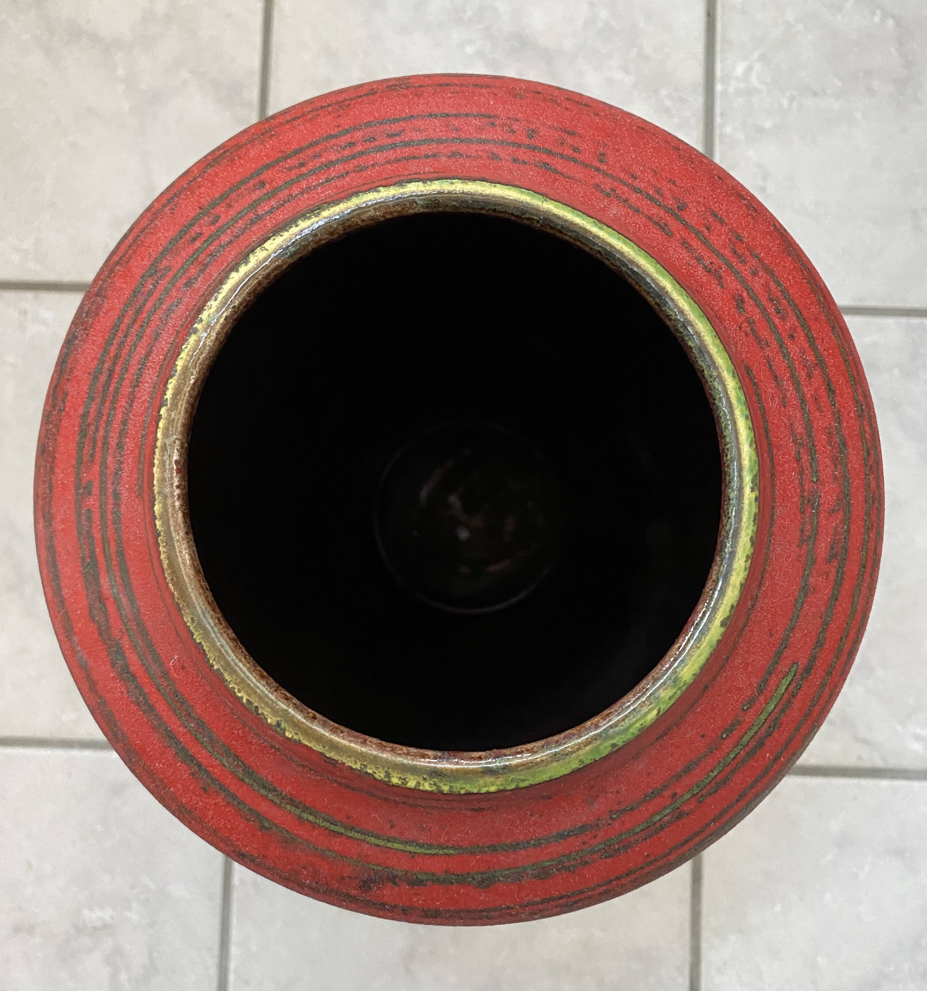 Large ceramic red vase by Scheurich Germany model 517-45