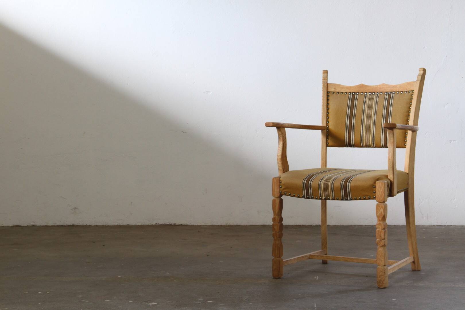 Vintage Danish Solid Oak Brutalist Armchair, Henning Kjærnulf style, 1960s