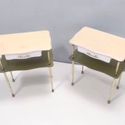 Pair of White Lacquered Nightstands with Marble Tops and Glass Shelves, Italy