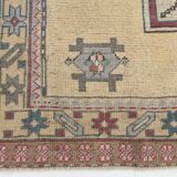 Persian Burgundy & Sand Beige Oriental Vintage Rug, 140x211Cm