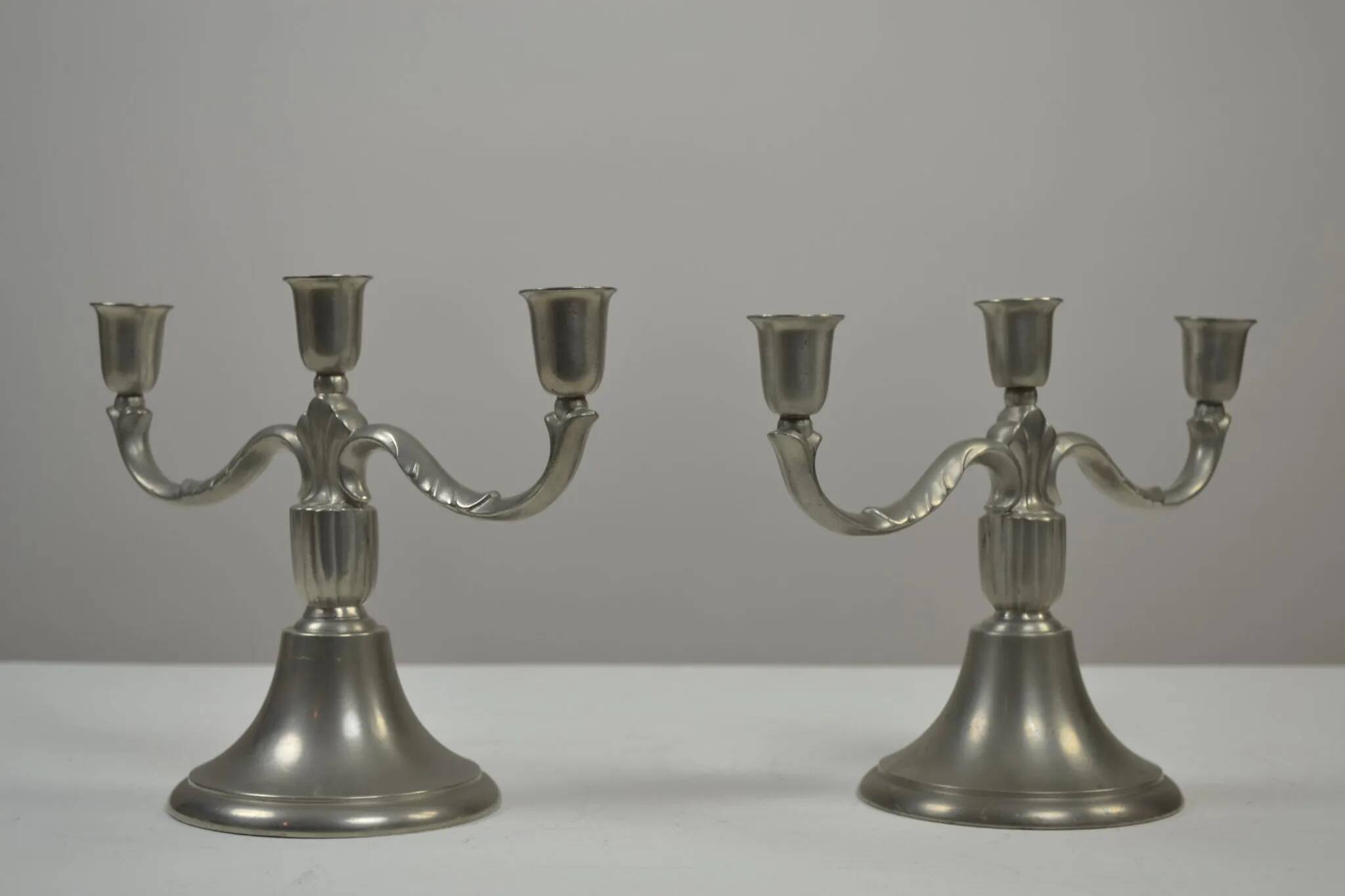 Rare pair of Pewter Candle Holders, Model 224 by GAB Tenn, Sweden, 1932