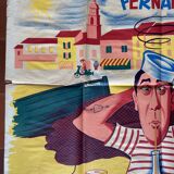 Cinema poster "La Bonne étoile" Fernandel, Marseille, Pastis 120x160cm 1960