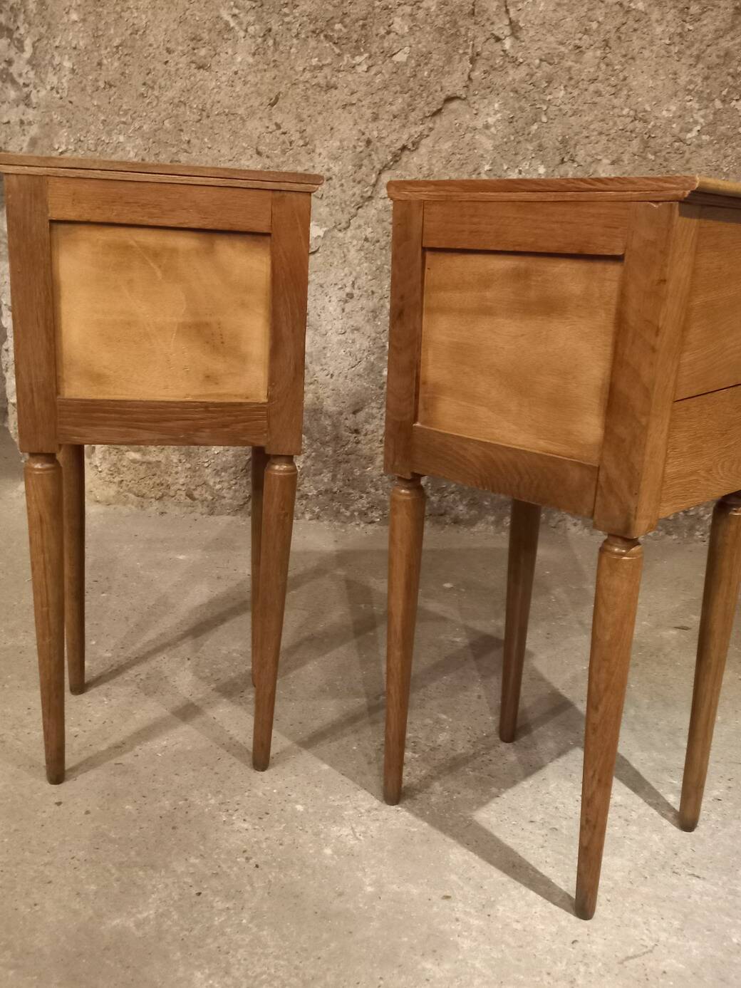 Paire table de chevet chêne massif art deco années 30/40