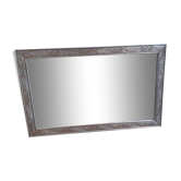Miroir, bois et plâtre, art déco, patiné or pâle et argenté, rectangulaire