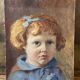 Portrait of a child signed Morin 1922 – oil on mounted panel 29 × 35 cm
