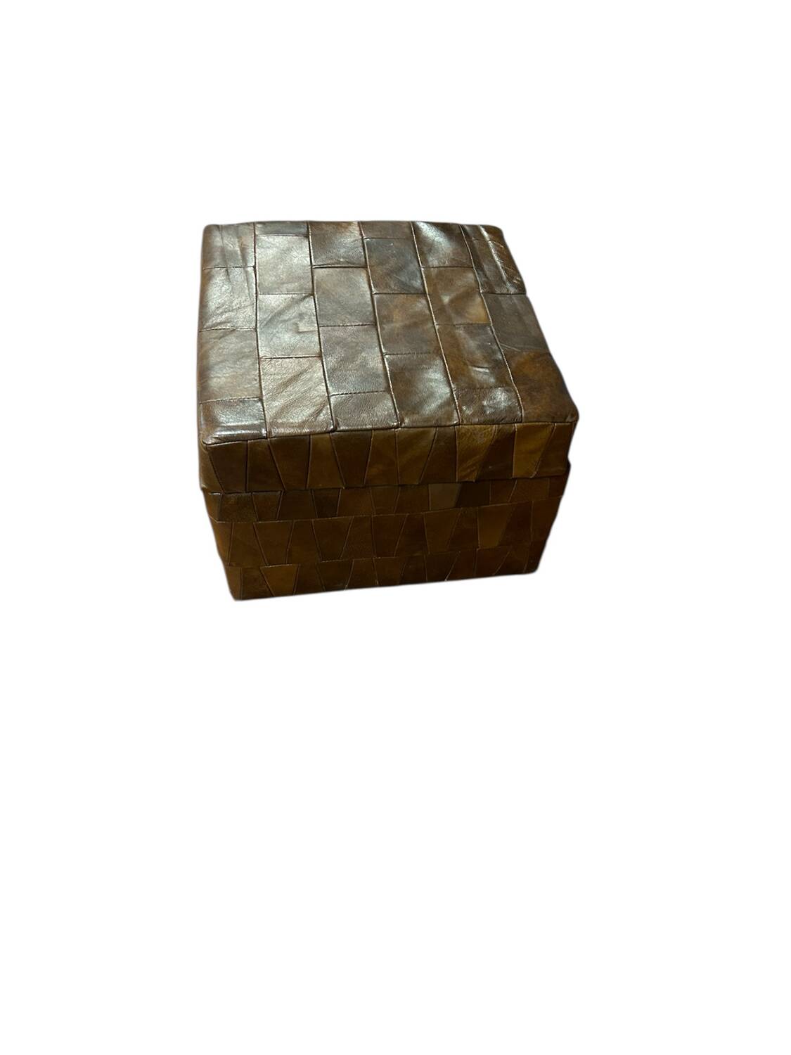 Patchwork leather storage pouf by DE SEDE