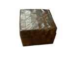 Patchwork leather storage pouf by DE SEDE