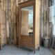 Antique mirrored wardrobe in pitch pine (renovated)