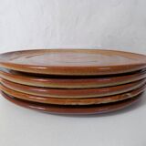 5 vintage signed stoneware flat plates